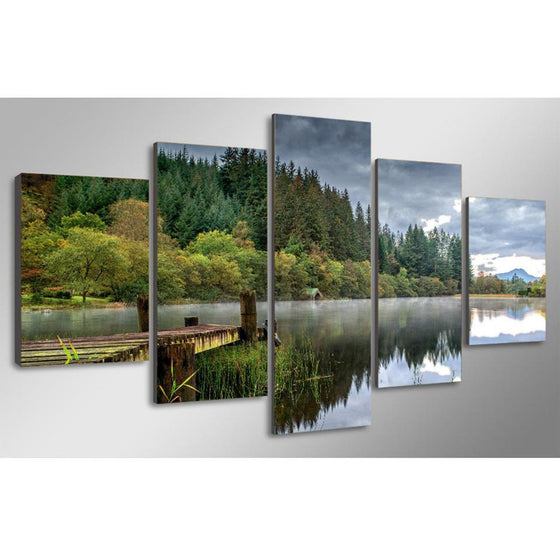 Trees Lake Reflection Canvas Wall Art
