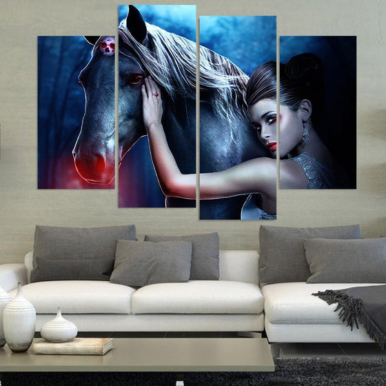 Lady and a Horse Canvas Wall Art