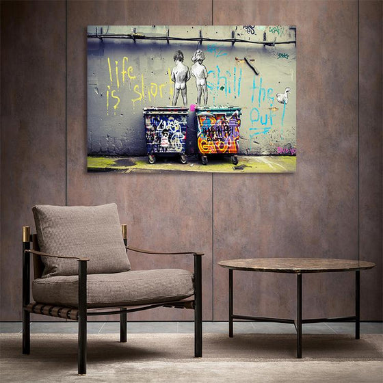 Art Life Is Short Chill The Duck Out By Banksy Canvas Print Wall Art
