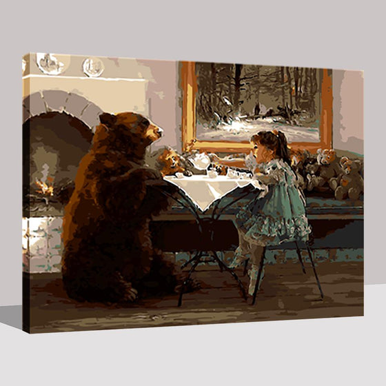 Cute Bear & Girl - DIY Painting by Numbers Kit