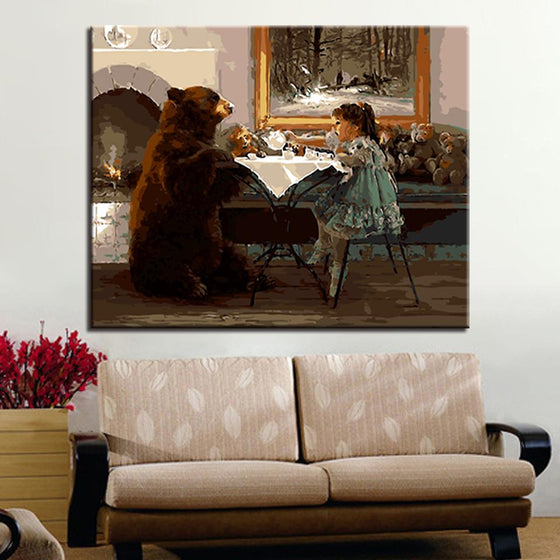 Cute Bear & Girl - DIY Painting by Numbers Kit