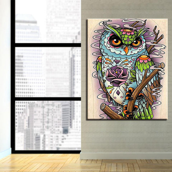 Colorful Owl With Patterns - DIY Painting by Numbers Kit