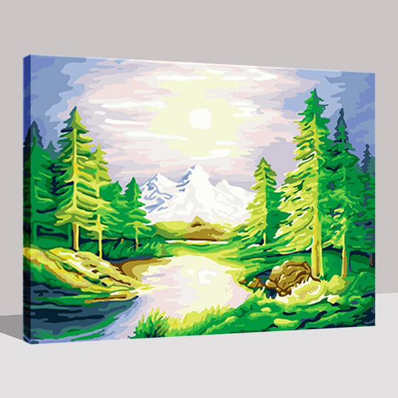 Sunrise Tree Mountain - DIY Painting by Numbers Kit
