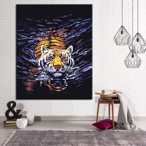 Tiger In The Water - DIY Painting by Numbers Kit