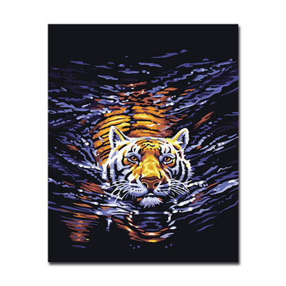 Tiger In The Water - DIY Painting by Numbers Kit