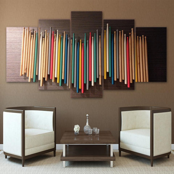 Colorful Music Drum Sticks Canvas Wall Art
