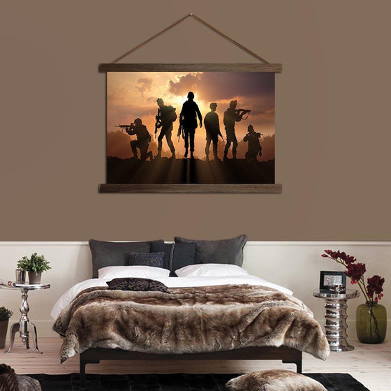 Soldiers Silhouette - Canvas Scroll Wall Art