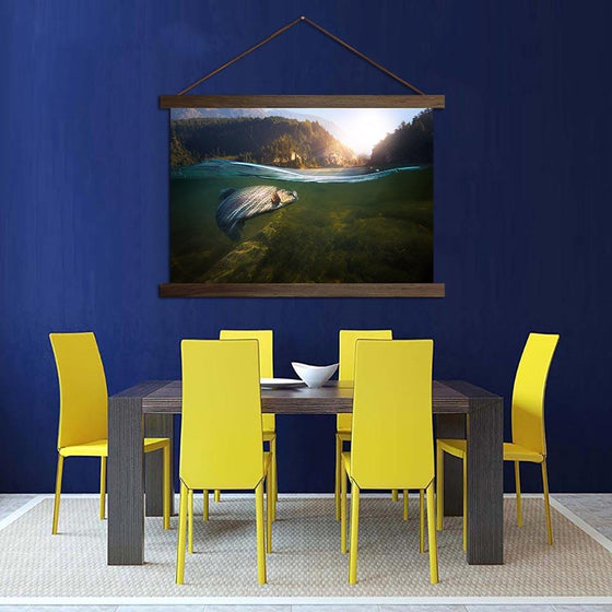 Fish Under the River - Canvas Scroll Wall Art Dining Room