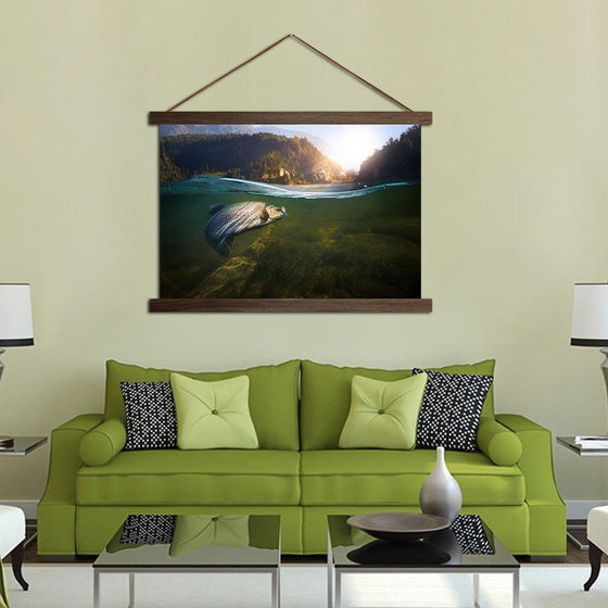 Fish Under the River - Canvas Scroll Wall Art