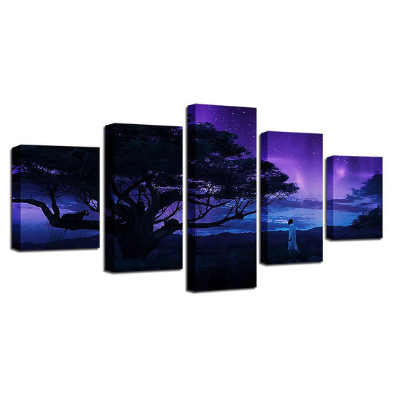Tree Abstract Nightscape Canvas Wall Art