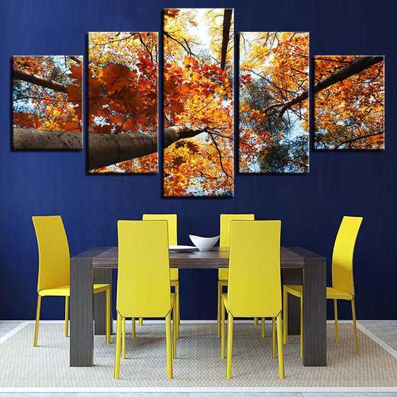 Autumn Tree Sun Raise Canvas Wall Art