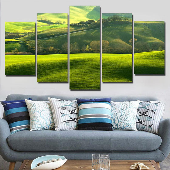 Italy Green Field Hills Canvas Wall Art