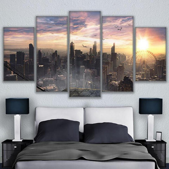 Chicago Cityscape Sky View Canvas Wall Art
