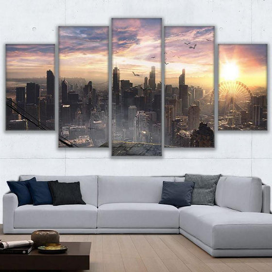 Chicago Cityscape Sky View Canvas Wall Art