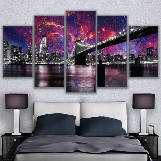 Starry Sky Brooklyn Bridge San Francisco Canvas Wall Art
