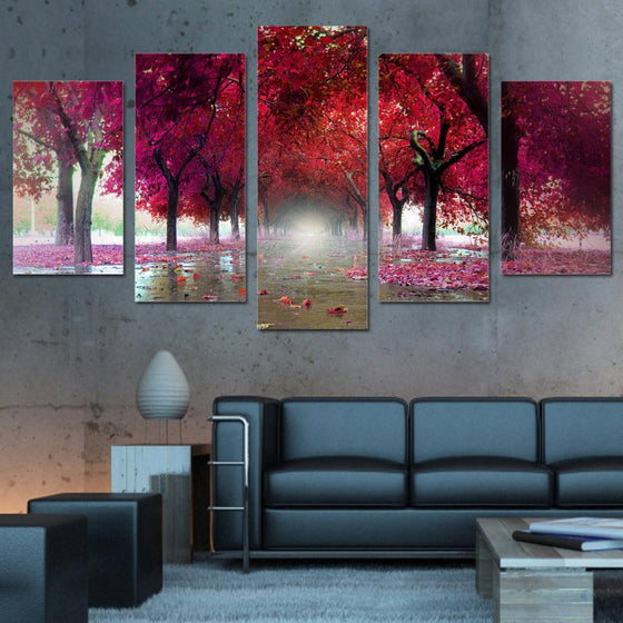 Red Trees Landscape Canvas Wall Art Decor
