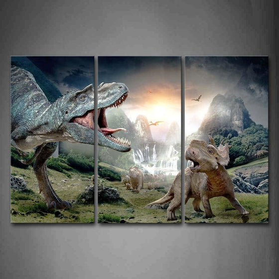 Dinosaurs in the Wild Canvas Wall Art
