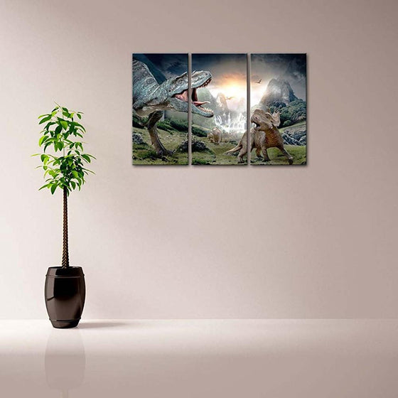 Dinosaurs in the Wild Canvas Wall Art