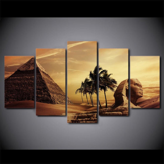 Pyramids Egypt Androsphinx Sunset Scenery Canvas Wall Art