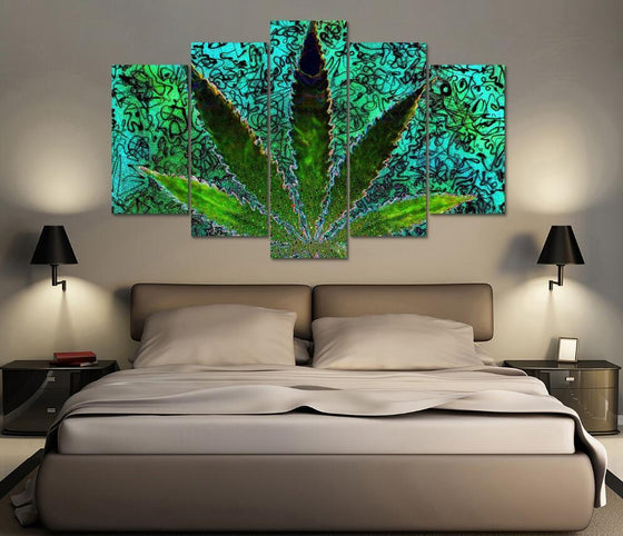 Green Leaf Abstract Canvas Wall Art