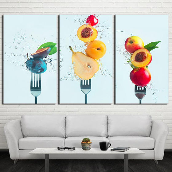 Peaches and Forks Canvas Wall Art