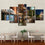 Small Town Stores At Night Canvas Wall Art