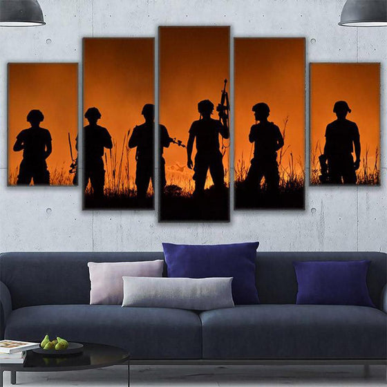 Sunset Soldiers Canvas Wall Art