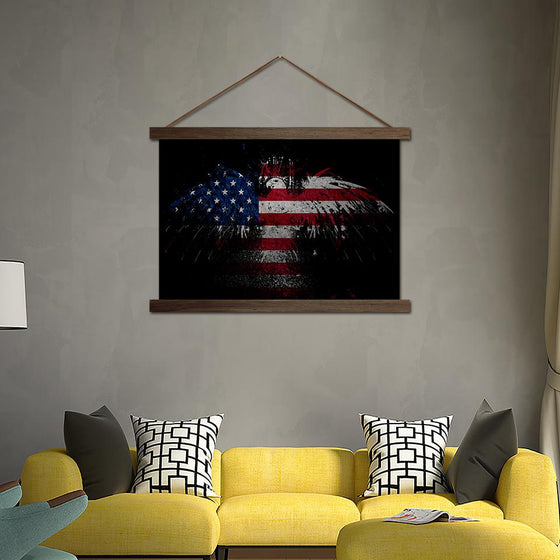 Eagle Shaped American Flag - Canvas Scroll Wall Art