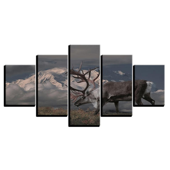 Snow Mountain Elk Cloudlet Canvas Wall Art