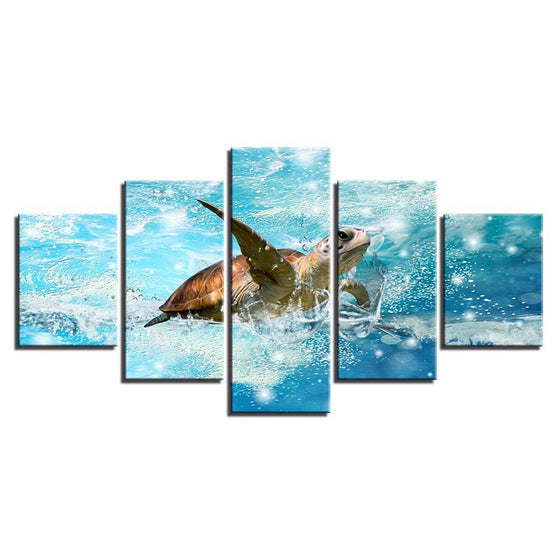Tortoise Sea Swimming Canvas Wall Art