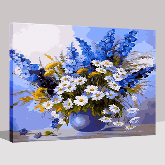 Blue Themed Flowers - DIY Painting by Numbers Kit
