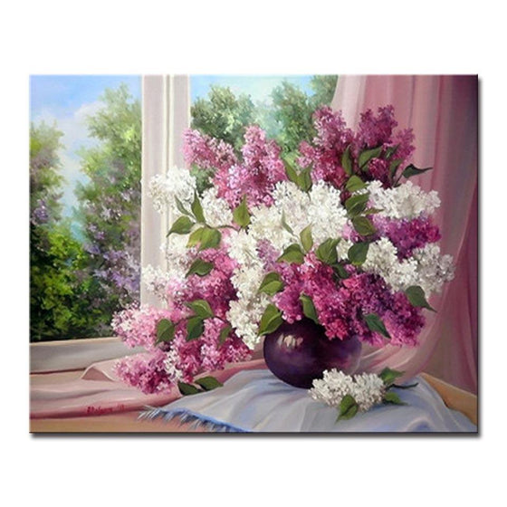 Beautiful Lilac Window - DIY Painting by Numbers Kit