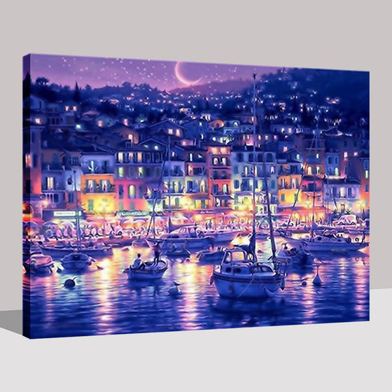 Silent Harbor Night Scene - DIY Painting by Numbers Kit