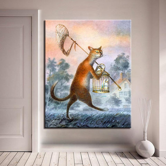 Cat Catches The Bird - DIY Painting by Numbers Kit