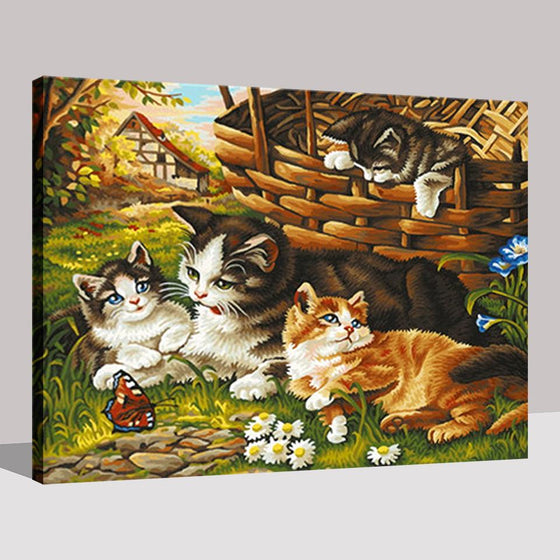 Cat Family Portrait - DIY Painting by Numbers Kit