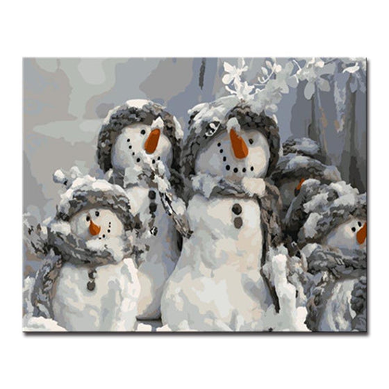 Cutie Snowman Family - DIY Painting by Numbers Kit