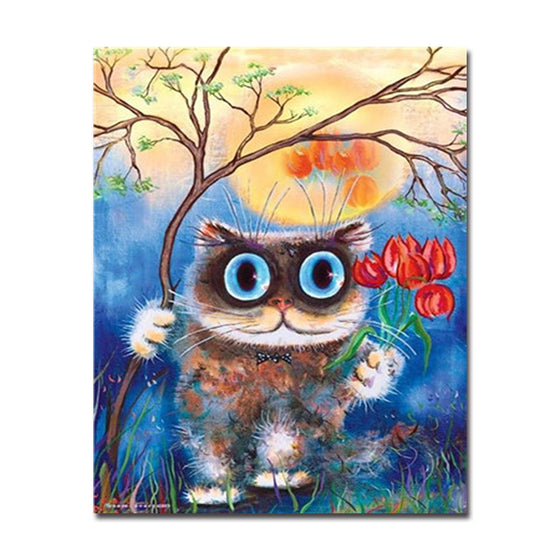 Cat With Big Blue Eyes - DIY Painting by Numbers Kit