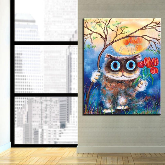 Cat With Big Blue Eyes - DIY Painting by Numbers Kit