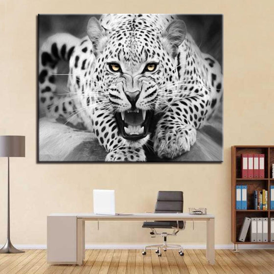 Fierce Black White Leopard - DIY Painting by Numbers Kit