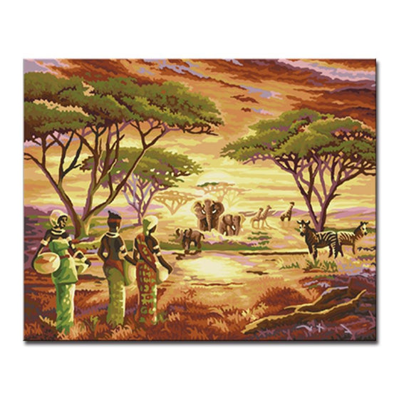 African Grasslands Animals - DIY Painting by Numbers Kit