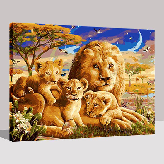 Lion Family Portrait - DIY Painting by Numbers Kit