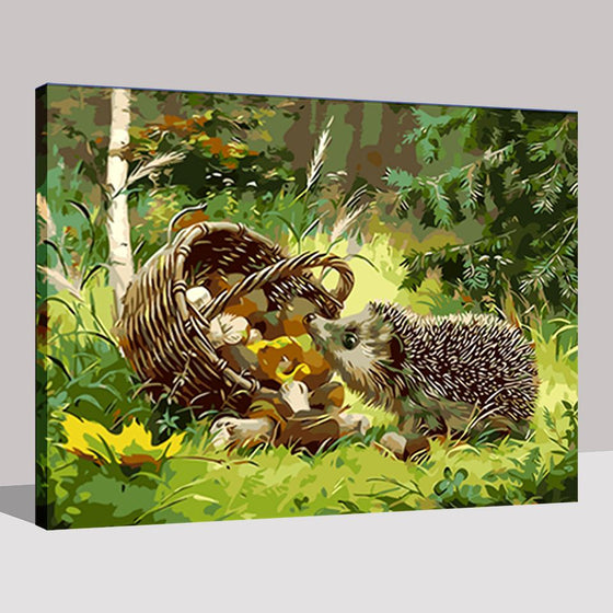 Hedgehog Looking for Food - DIY Painting by Numbers Kit
