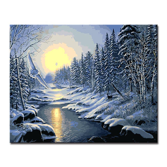 Snow Tree Landscape - DIY Painting by Numbers Kit