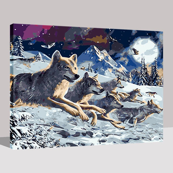 Full Moon Wolves - DIY Painting by Numbers Kit