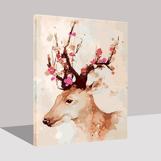 Sika Deer And Flowers - DIY Painting by Numbers Kit