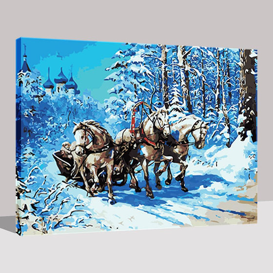 Winter Castle White Horse - DIY Painting by Numbers Kit