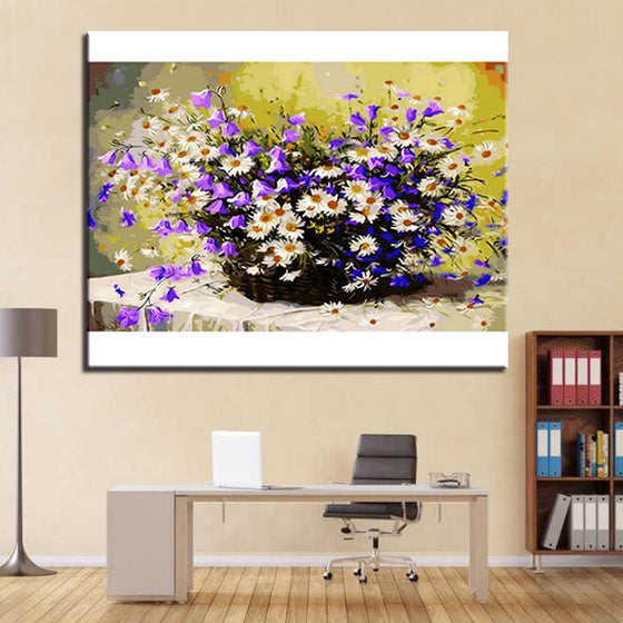 Purple Bell Orchid White Daisies - DIY Painting by Numbers Kit