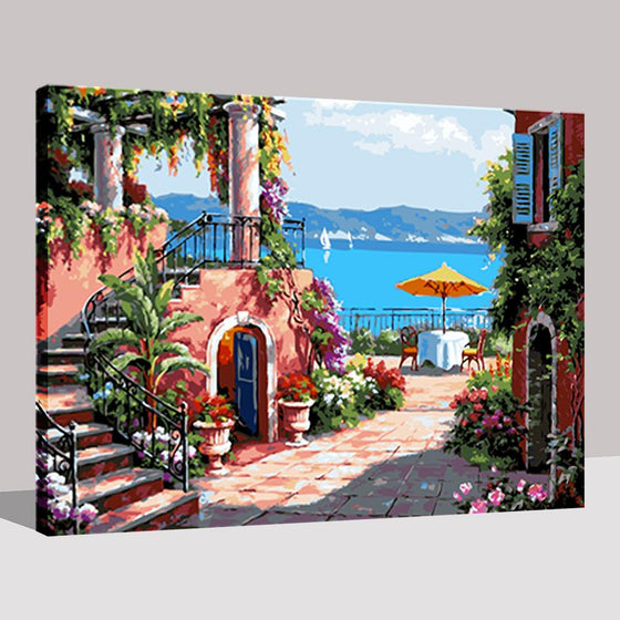Holiday Manor Seascape - DIY Painting by Numbers Kit