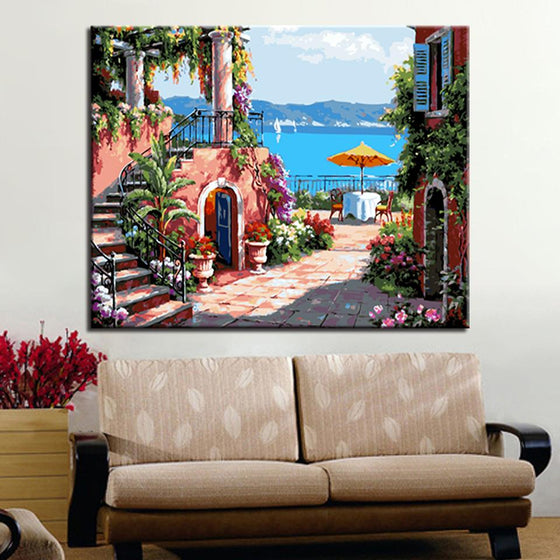 Holiday Manor Seascape - DIY Painting by Numbers Kit