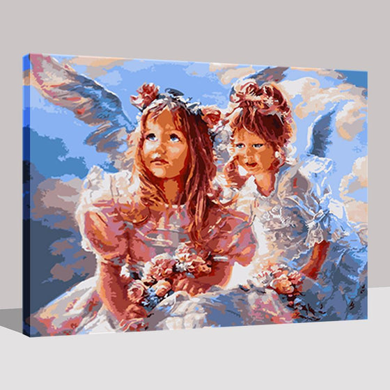 Two Beautiful Angels Whispering - DIY Painting by Numbers Kit